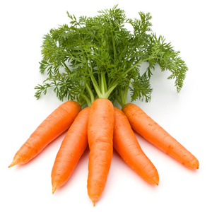 胡萝卜蔬菜叶上白色背景抠图隔离