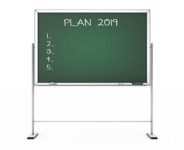 黑板与短语计划2019在白色背景。3d 渲染