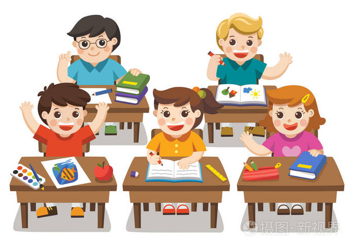 回学校去快乐学生在课堂上学习的插图