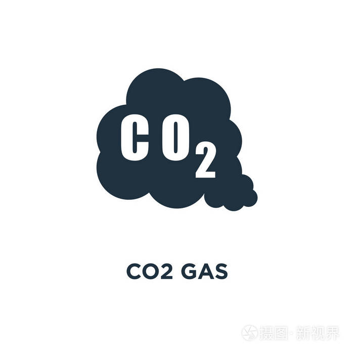 黑色填充矢量图.co2 在白色背景上的气体符号.可用于网络和移动