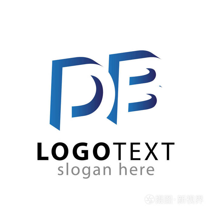 带有负空间徽标图标矢量模板的 db 初始字母