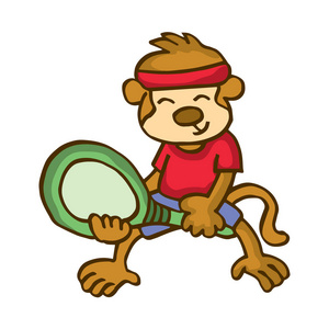 猴子打羽毛球快乐卡通
