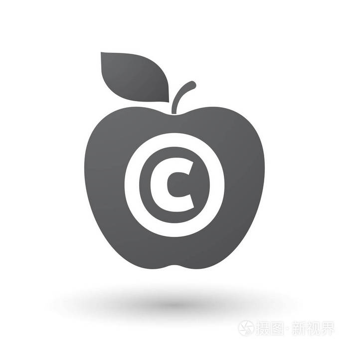 孤立的苹果果实与版权符号
