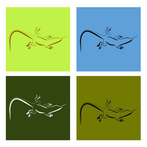 沙蜥蜴敏锐的抽象形象。标志集