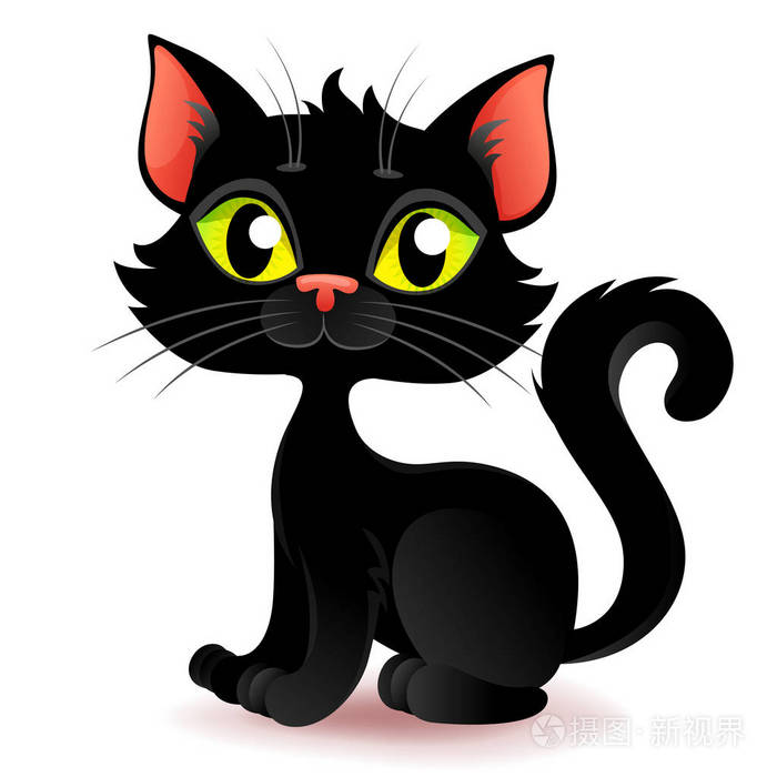 可爱的卡通万圣节黑猫