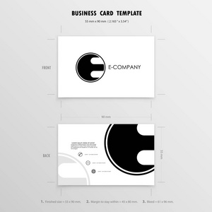 名片设计模板。名称卡符号。调整大小 55 毫米 x