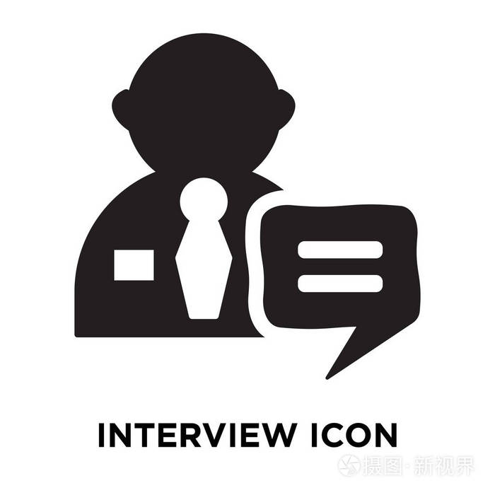 访谈图标矢量被隔离在白色背景, 标志概念的采访标志在透明背景, 充满