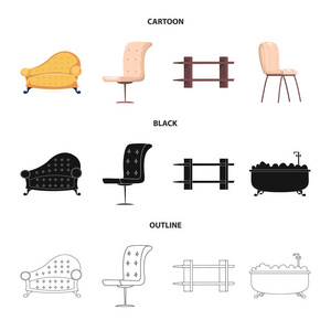 家具和公寓标识的矢量设计。收藏家具和家庭矢量图标股票