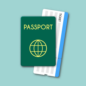 护照和机票顶视图分离矢量图图片