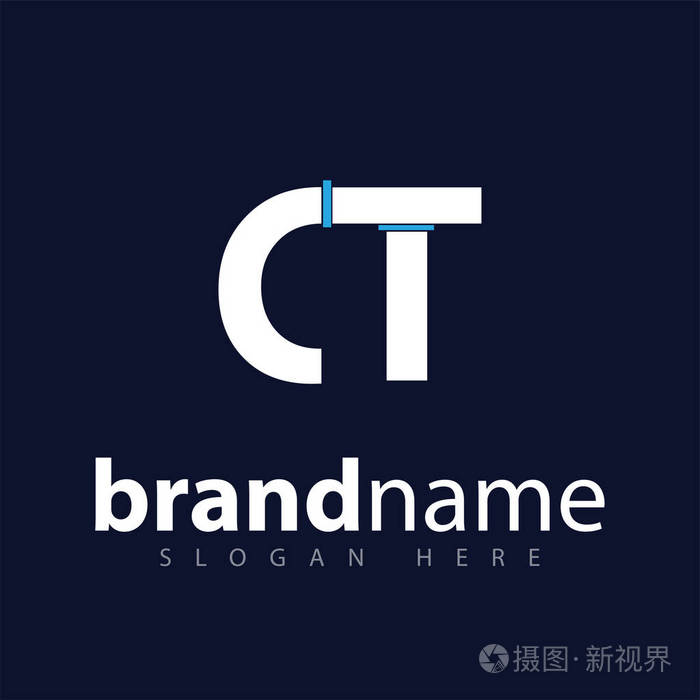 ct初始字母徽标图标矢量模板