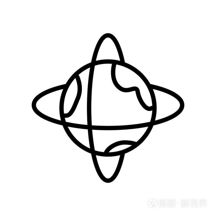 卫星在轨道图标矢量孤立的白色背景, 卫星在轨道上的透明标志, 线性和