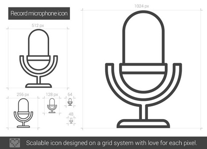 记录麦克风线图标