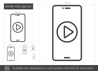 手机视频应用程序线图标