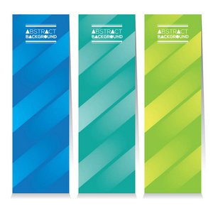 现代设计设置三个抽象垂直彩旗矢量图