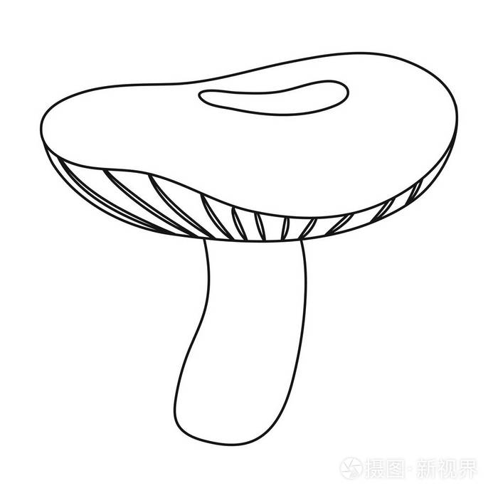 红菇图标在白色背景上孤立的轮廓样式.蘑菇象征股票矢量图