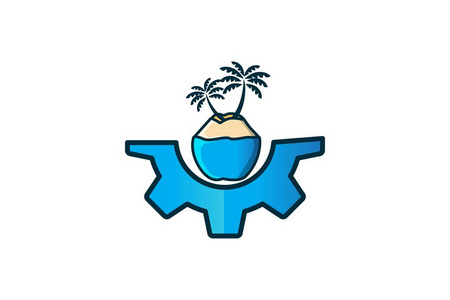 椰子树标志设计灵感隔离在白色背景