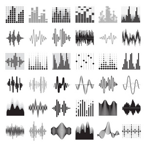 音频均衡器黑色白色图标集