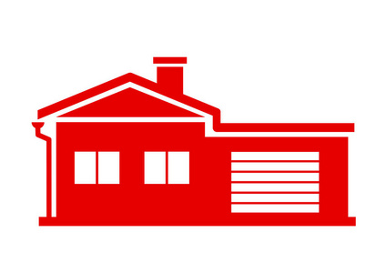 白色背景上的红色房子图标。