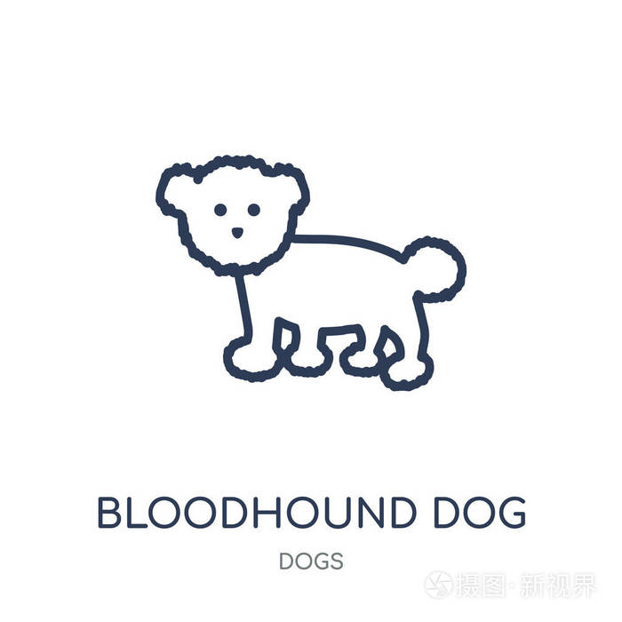 血犬狗线性符号设计从狗汇集.简单的大纲元素向量例证在白色背景