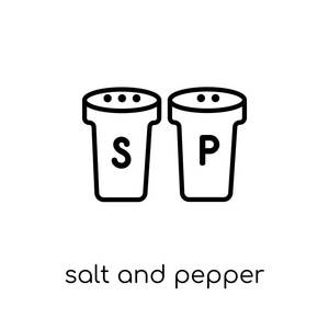 盐和胡椒振荡器图标。时尚现代扁平线性矢量盐和胡椒振荡器图标在白色背景从细线家具和家庭收藏, 概述向量例证