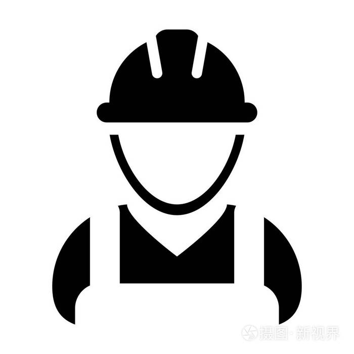 主管图标向量男性建筑工人个人资料头像与安全帽头盔在字形象形图例证