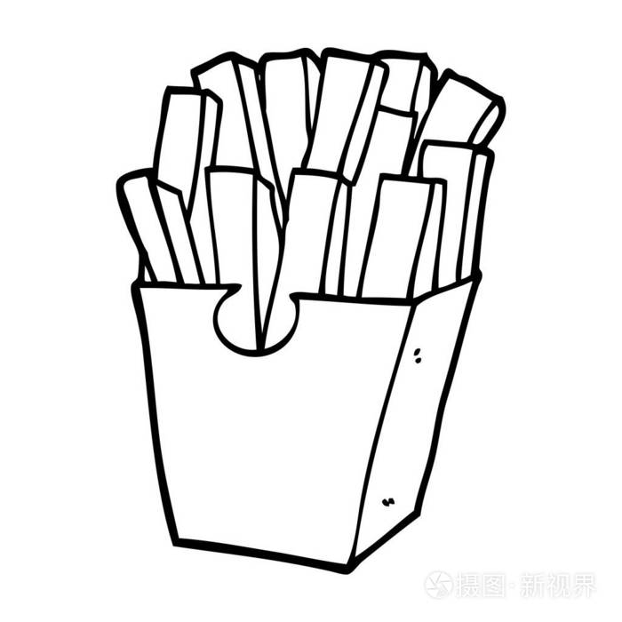 线条画动画片外卖薯条