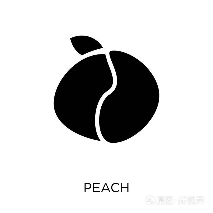 桃子符号设计从水果和蔬菜收藏.简单的元素向量例证在白色背景