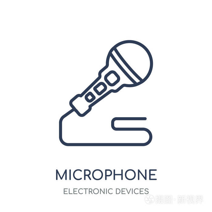 麦克风图标.电子设备采集中的麦克风线性符号设计