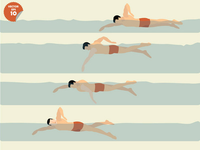 插画矢量的自由式游泳，游泳设计