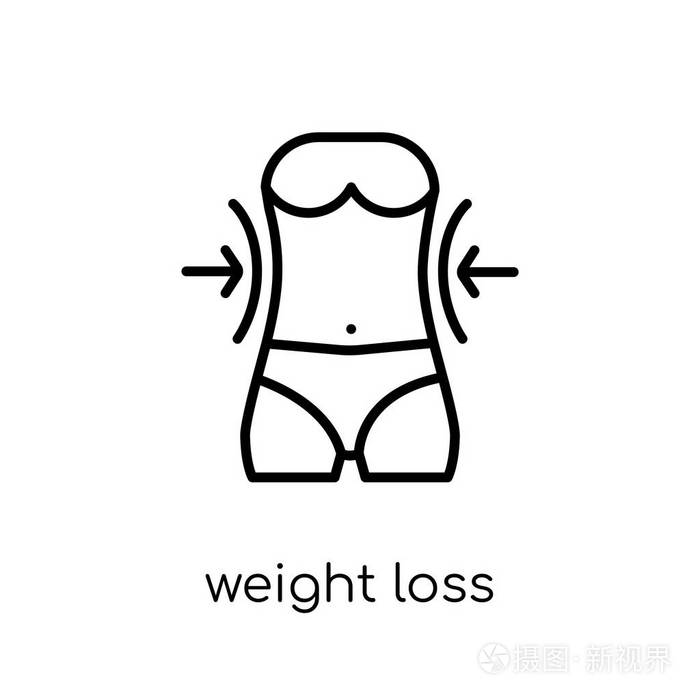 矢量减肥图标在白色背景从细线一般汇集 可编辑的轮廓笔画向量例证