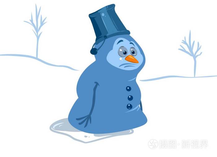 雪人融化的卡通