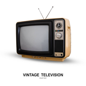 复古电视 老复古电视设置隔离在白色背景与剪裁路径