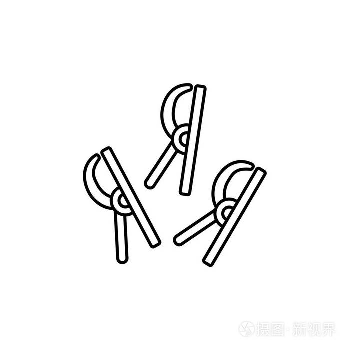 缝制夹子的黑白向量例证.织物架的线条图标.缝制和拼凑配件.