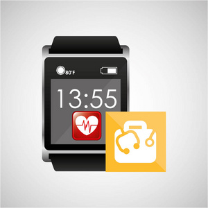 数字 smartwatch 医疗保健图标设计