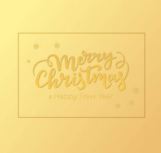 寒假贺卡设计与圣诞节和新年字母, 框架和金箔的背景