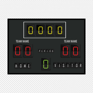 体育场电子体育记分牌足球时间和足球比赛结果显示矢量图示