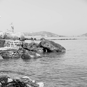 希腊岛圣托里尼岛欧洲船港口及码头在我