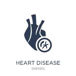 心脏病图标。时尚平的病媒心脏病图标在白色背景从疾病汇集, 载体例证可用于网络和移动, eps10