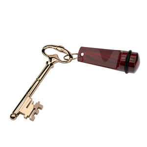 在旧的风格红色钥匙串上白色 b 孤立的金钥匙