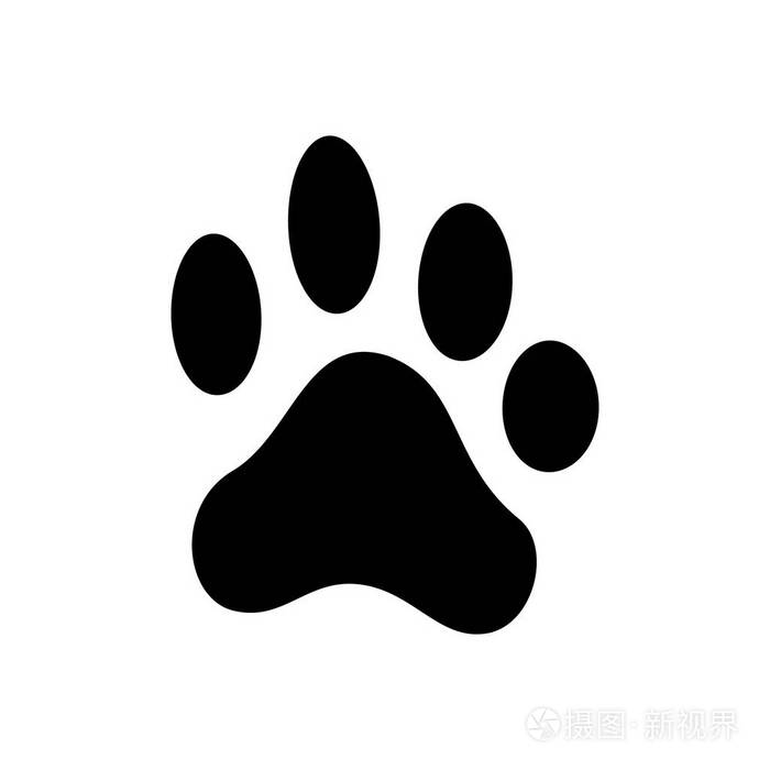狗爪子打印, 宠物足迹, 矢量黑色剪影
