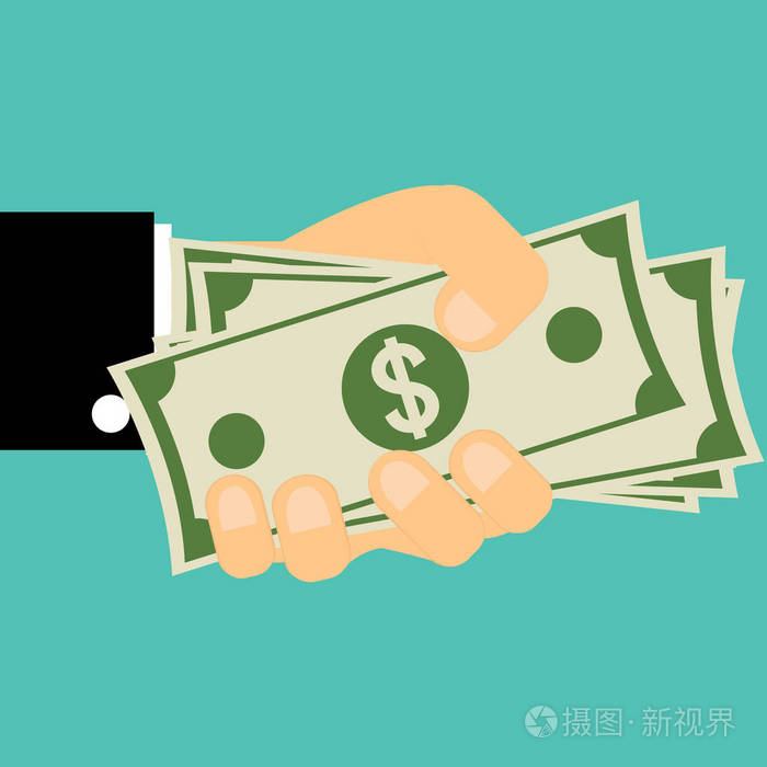 商人拿钱账单上平面样式,商业骗局
