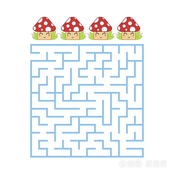 的彩色方形迷宫难度水平可爱的卡通白色背景上孤立的简单平面矢量图
