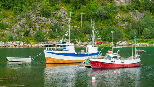 挪威 Troms 郡 Ersfjordbotn 村 Ersfjorden 的船只
