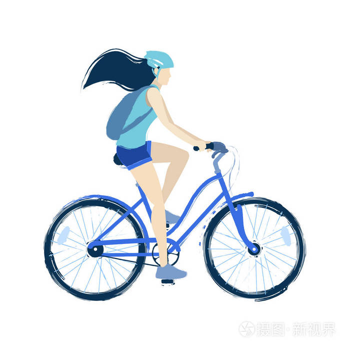 骑自行车的十几岁的女孩的向量例证