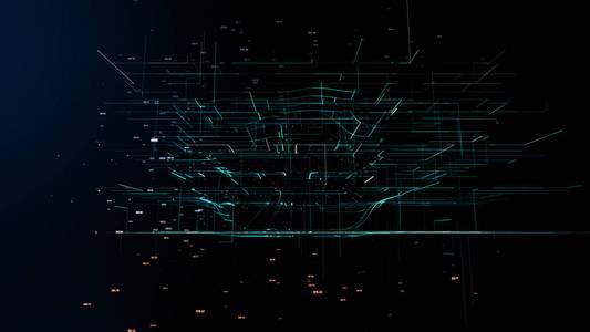 云计算技术云计算符号随机数和其他元素, 这些元素创建抽象的3d 信息技术插图