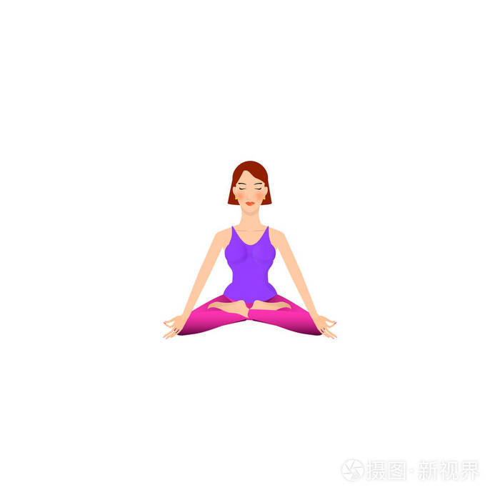 美丽的女孩正在做瑜伽 坐在帕德玛萨纳莲花姿势