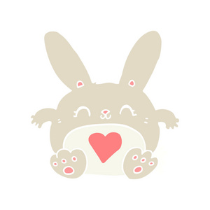 可爱的平板彩色动画片兔子与爱的心