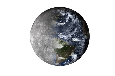 半行星水星与太阳系的半地球被隔绝在白色背景。地球的死亡这张图片的元素是由美国宇航局提供的。对于任何纯粹的使用