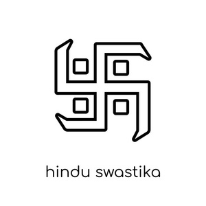 印度万提卡偶像。时尚现代平面线性向量印度 swastika 图标在白色背景从细线印度集合, 可编辑的轮廓冲程向量例证