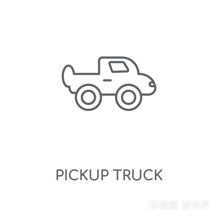 皮卡车线性图标.皮卡车概念冲程符号设计.